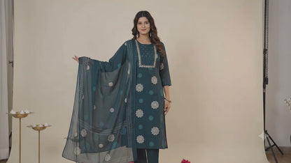 Pure Cotton Fabric Embordered Work all over Complete Lining Attached Plazo.