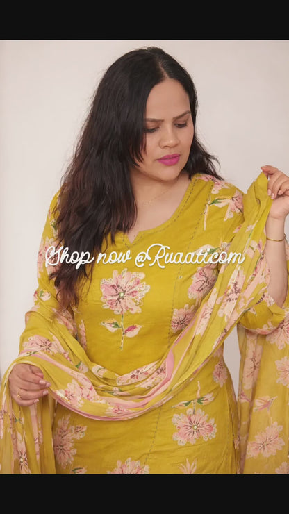 Pure Yellow Cotton Kurti, Applic Embroidery work with Mirror & Fully Hand Work.