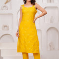 Yellow Embroidered Sleeveless Kurta Set