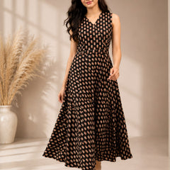 Multicolor Floral Printed Flared Midi Dress