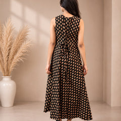 Multicolor Floral Printed Flared Midi Dress